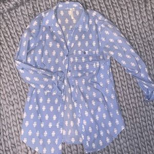 owl button up blouse